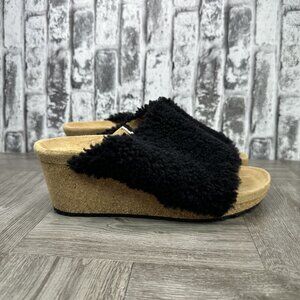 Papillio by Birkenstock Namica Teddy Shearling EURO 37/US 6 Black Wedge Shoes